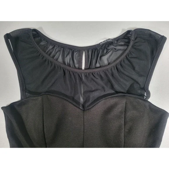 French Kiss Black Peplum Corset Women's Top Size Small Sheer Mesh Open Back - Picture 2 of 7